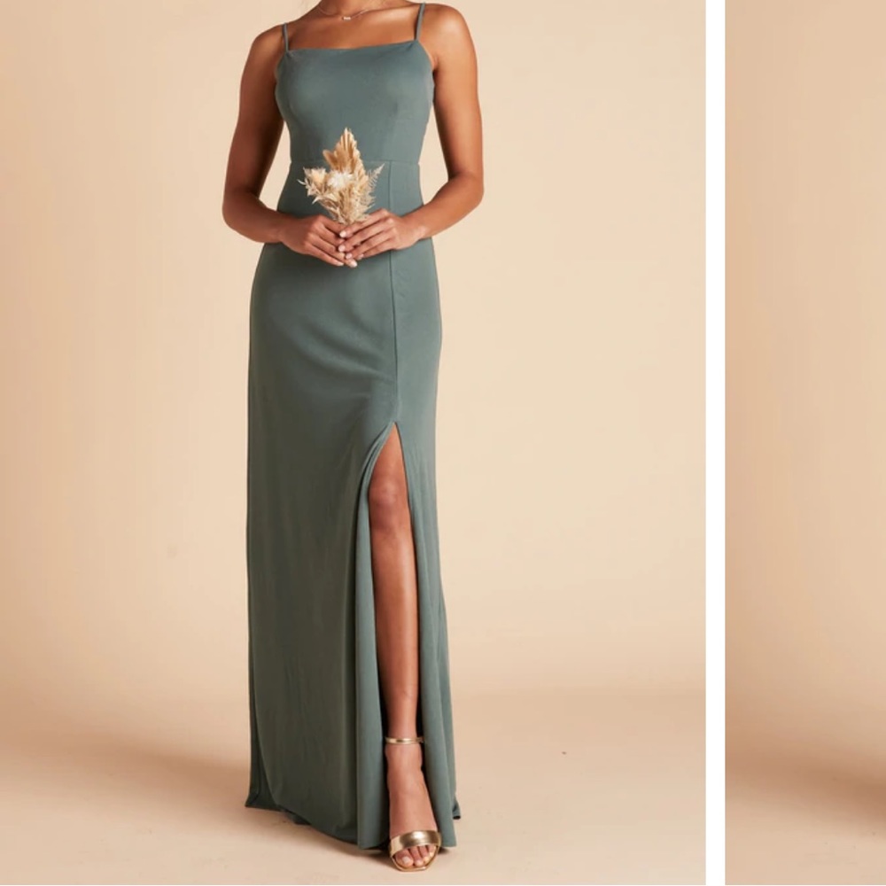 Birdy Grey Benny Crepe Bridesmaid dress in color Sea Glass